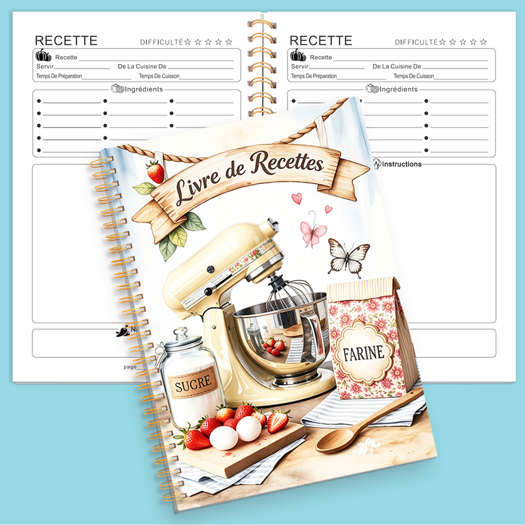 TEMU 1 cahier d'exercices en français, illustration de machine à pâtisserie jaune chaud, idéal pour recettes de pâtisserie, cuisine pour débutants,