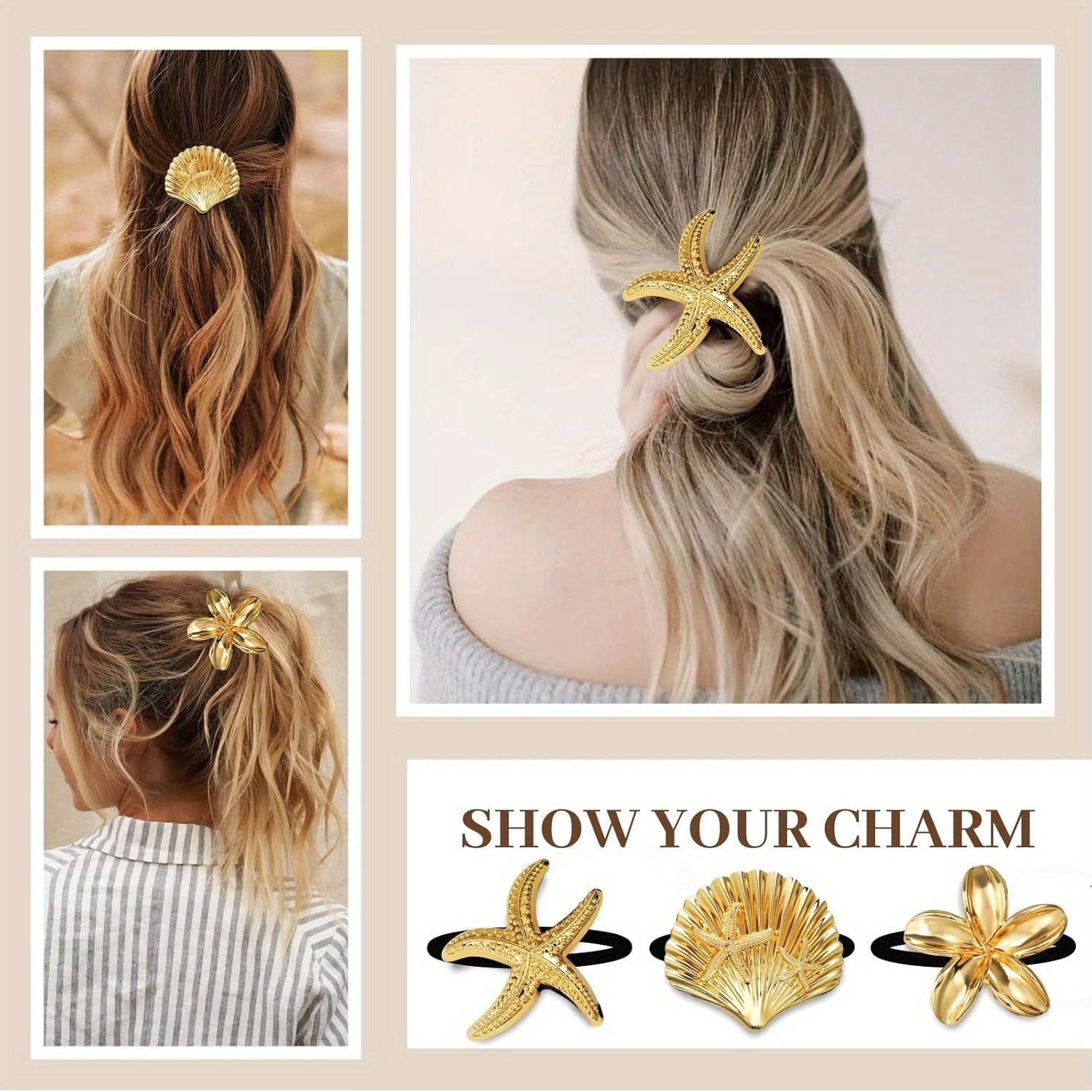 5 Stück Haargummis Aus Metall – Goldene Hair Ties Für Dicke Haare
