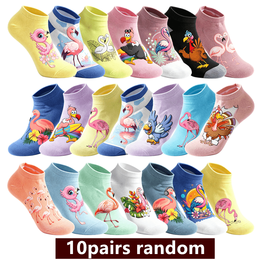 TEMU 10 Pairs ( Order) & Unisex Print Crew Socks - Machine Washable Suitable For Hip Hop Streetwear, Casual Daily Wear, Outdoor, Style With Random