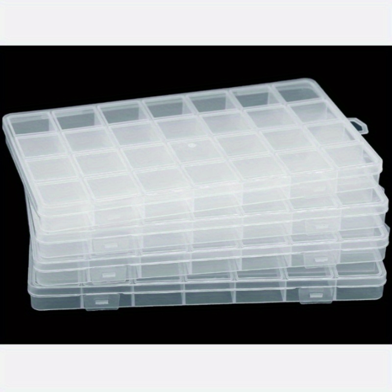 TEMU 4-pack 28-grid Clear Plastic Storage Box With Fixed Dividers - Durable Compact Organizer For Jewelry Beads, Sewing Supplies & Small Parts - For