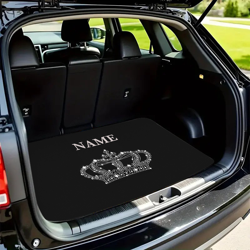 TEMU 1p Name/text Car Trunk Mat - Personalize And A Crown Motif. Fits For All Vehicle Types, Featuring Fine And Custom Details. 's Interior Instantly