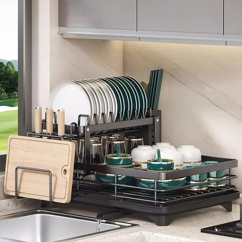 dish drying rack multifunctional dish rack kitchen dish drying rack with cutlery storage holder for kitchen counter Product details 0