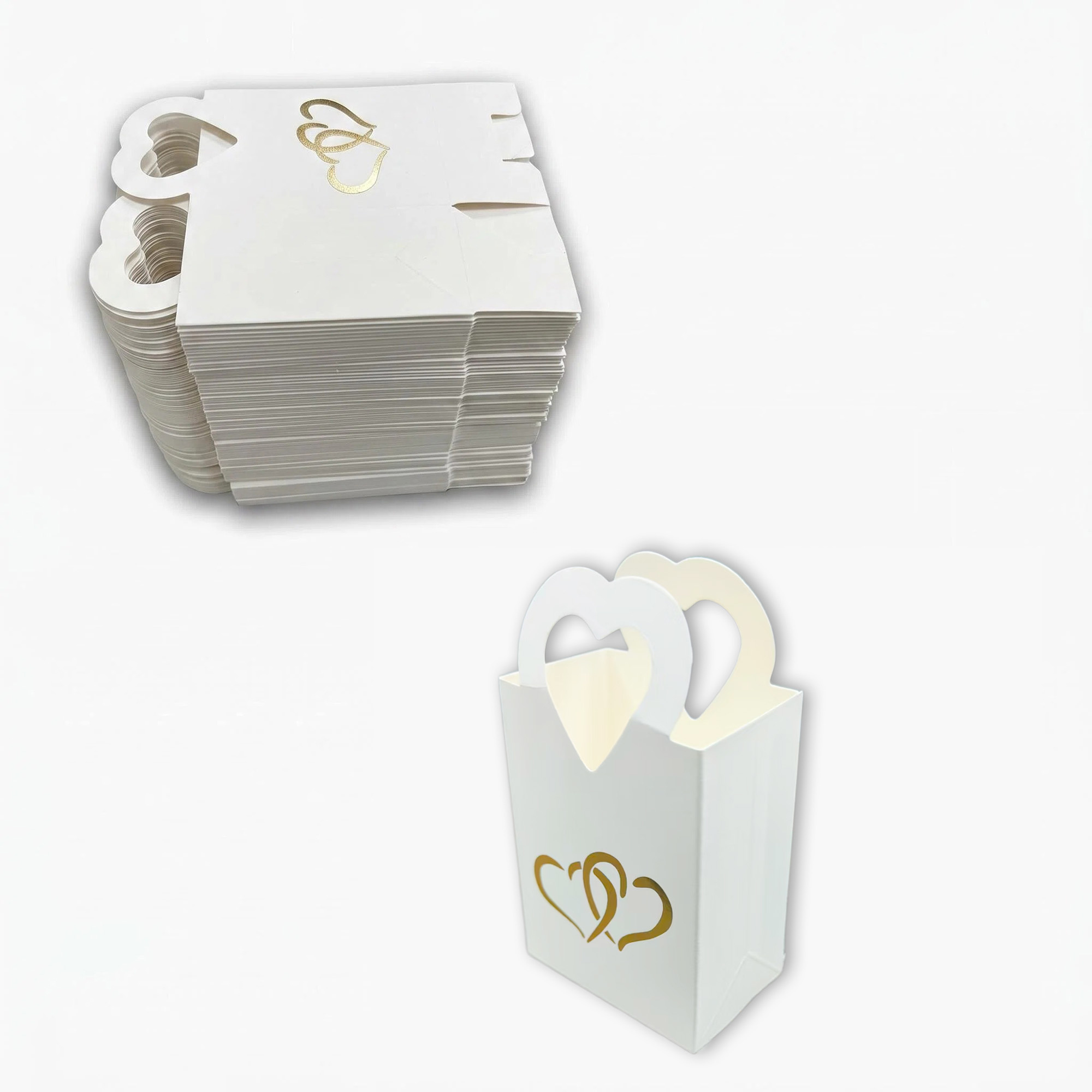 12pcs Luxury Silver Foil Heart Jewelry Boxes with Handle
