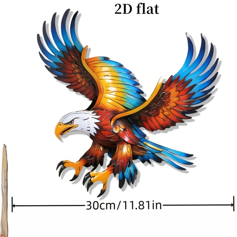 TEMU 2d Flat, 1pc, Metal Eagle Wall Decoration- European And - Decoration For Courtyard, Garden, Living Room, Bedroom, And Outdoor Fences- Holiday