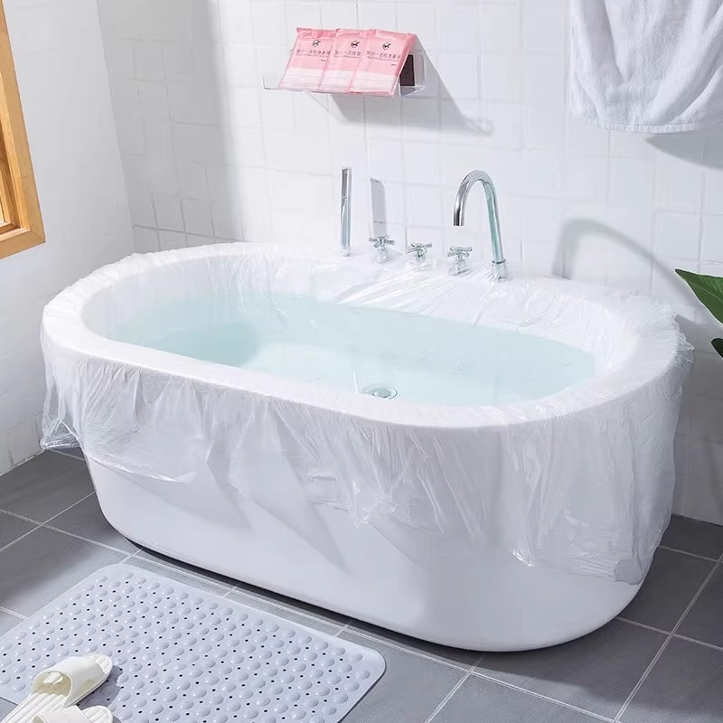 24 12pcs disposable bathtub cover liner large plastic bag salon size 120 260cm with positioning stickers for household hotel travel bathtubs large disposable liners covers for hotels   business trips   bathtub clean and sanitary