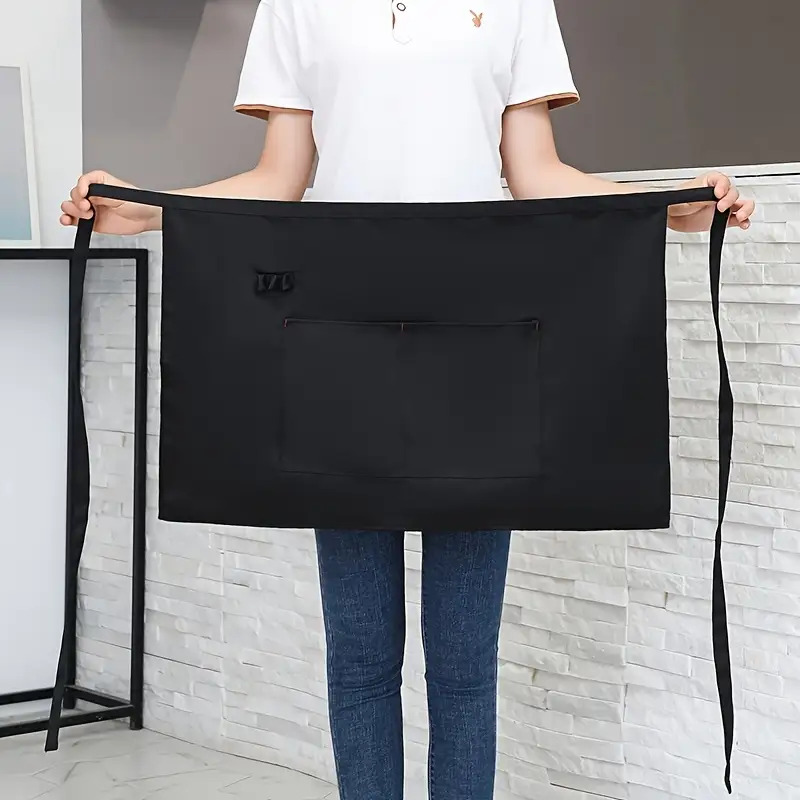 Large Pocket Apron, Suitable For Work, Business, Cafes, Crafts, Uniforms, Half-length Restaurant Chef Waiter Waist