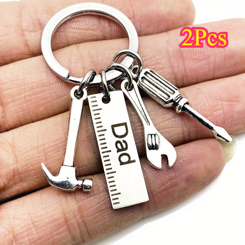 TEMU 2pcs Fashion Dad Letters Keychains, Creative Hammer Screwdriver Wrench Keyring, Handbag Decor, Tassel Hanging Pendant, Father's Day Gifts Gift For Women