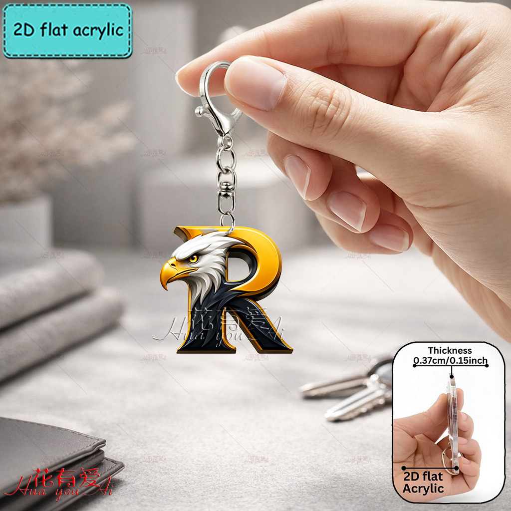 TEMU [2d Flat] [2d Flat] Acrylic Keychain, Eagle Letter Keychain, Novelty Keychain, , Eagle, Keychain Additions, Fashionable Additions, Matching