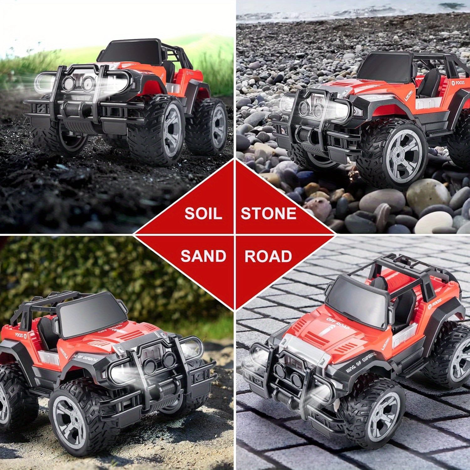 Remote Control Car For Kids-1:16Remote Control Truck With Headlight And Storage Case-80mins Playtime RC Truck For All Terrain-Red Remote Control Car Toy For Boys Girls Kids