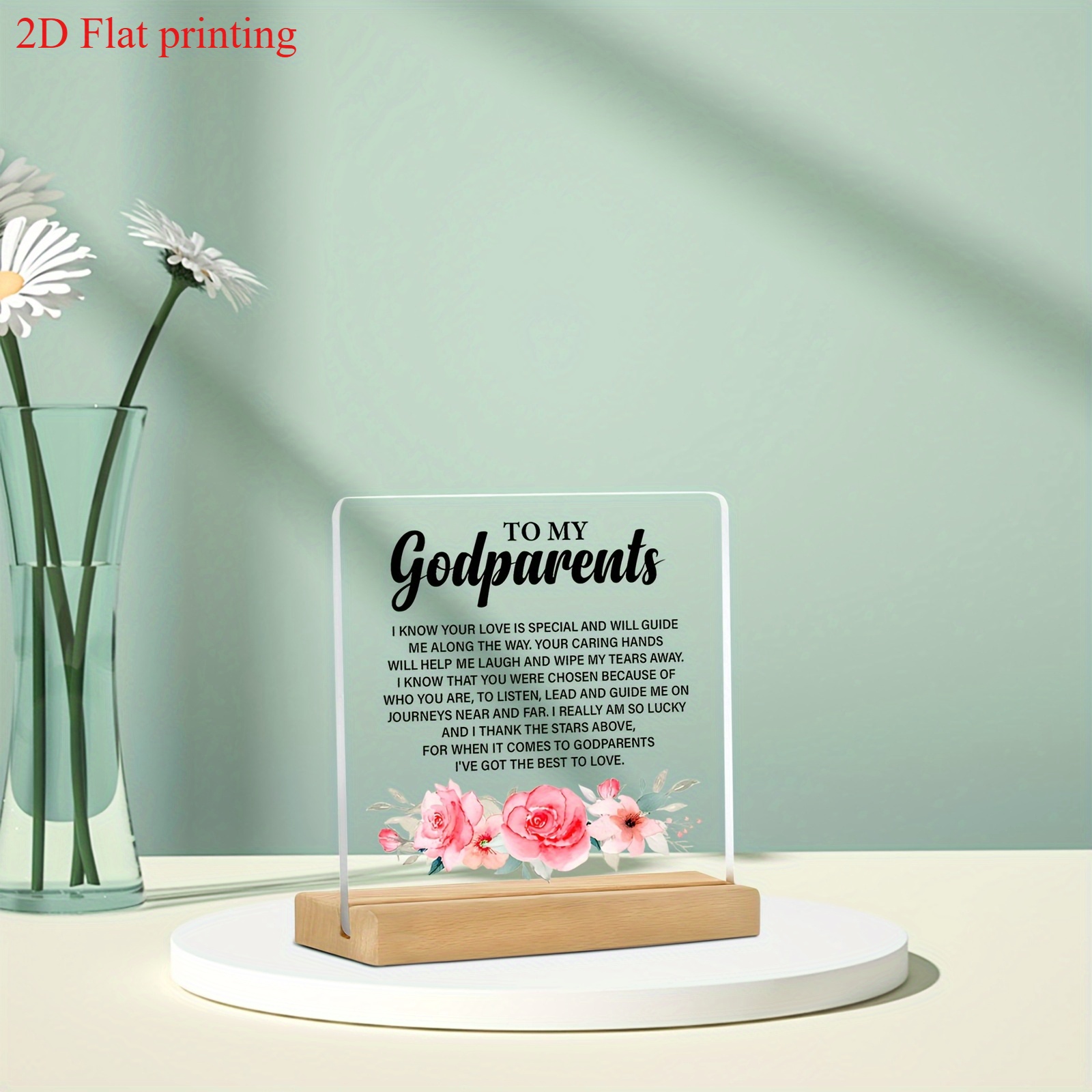 TEMU 2d Flat - [2d Flat] 2d Printed Design, For A Godmother, A Thanksgiving And Christmas Present From A Child To Their Godmother, An Acrylic Desktop