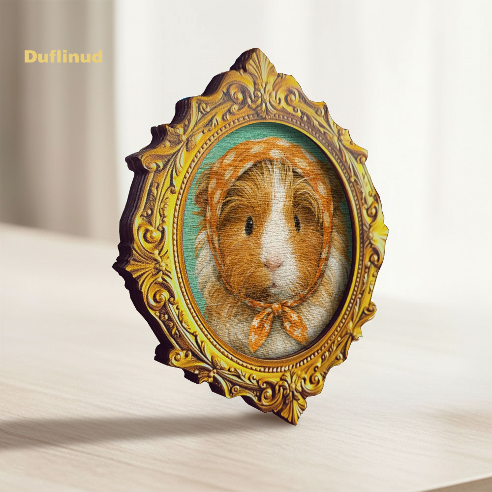 E-shop DUFLINUD Entzückender Meerschweinchen-Kühlschrankmagnet mit gepunktetem Kopftuch & Schleife - Miniatur-geeignet, Holzdekoration, niedlich,