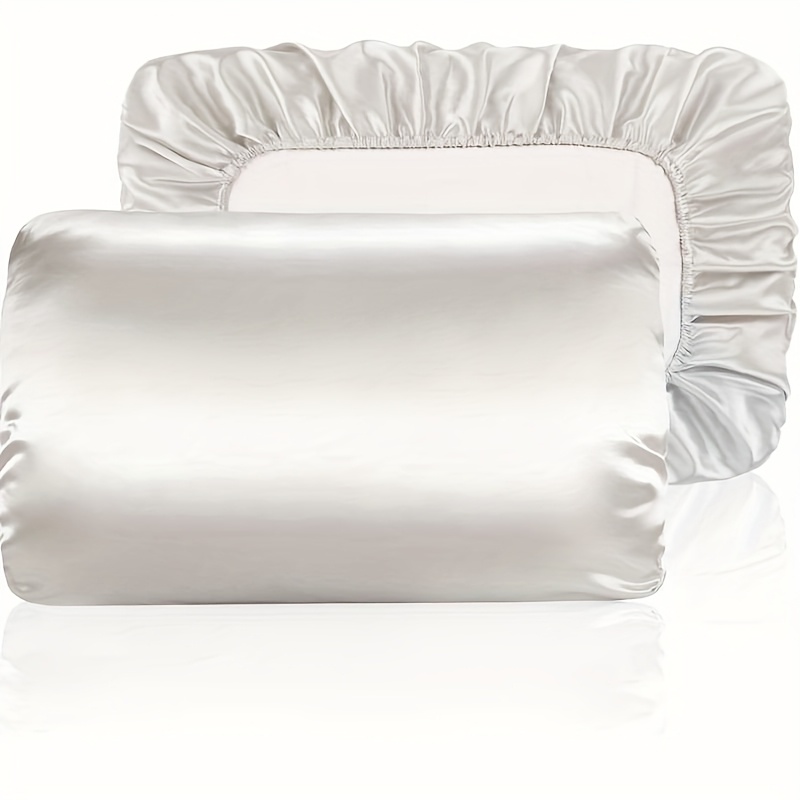 TEMU Soft And Breathable Elastic Cord Satin Pillowcase - A Must-have For Comfortable Sleep In The Bedroom, 1pc