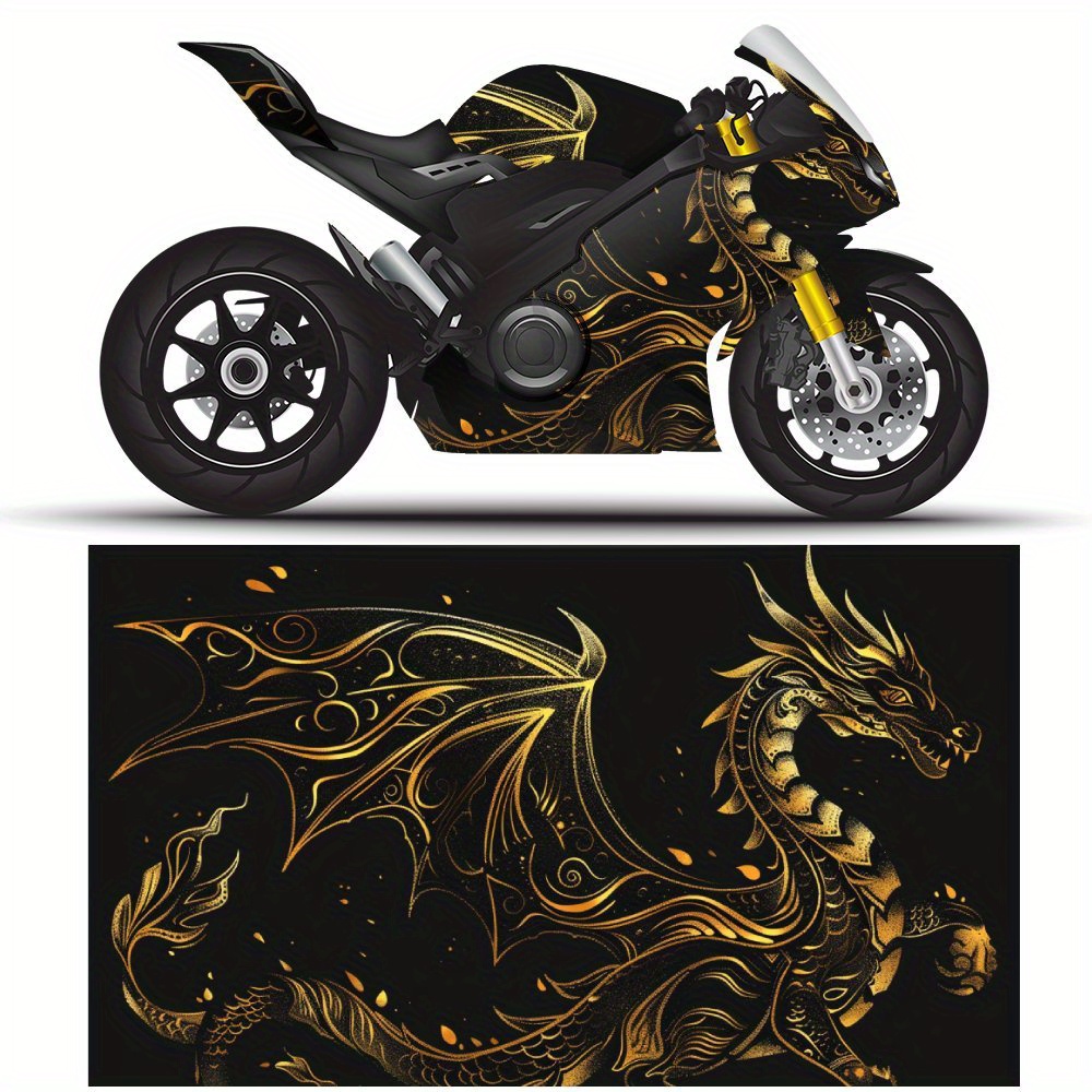 magical dragon motorcycle vinyl wrap black Temu Oman - Main Image