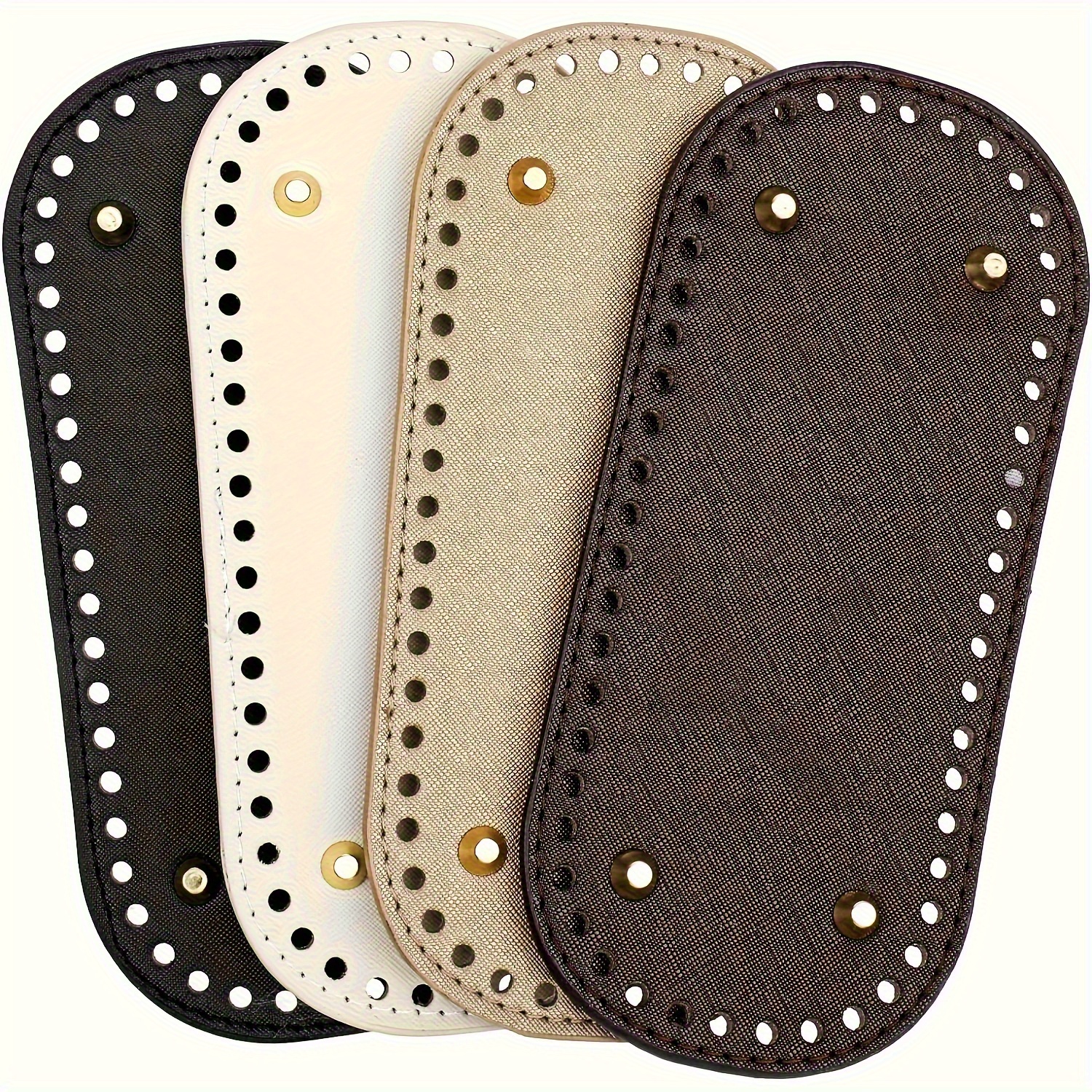 Image of Set Of 4 Faux Pu Faux Leather Woven Bag Bases - Multi-colored Long Oval Bag Shapers With Holes, Suitable For Shoulder Bags And Crafts, Wallet Making, Diy Wallet Making