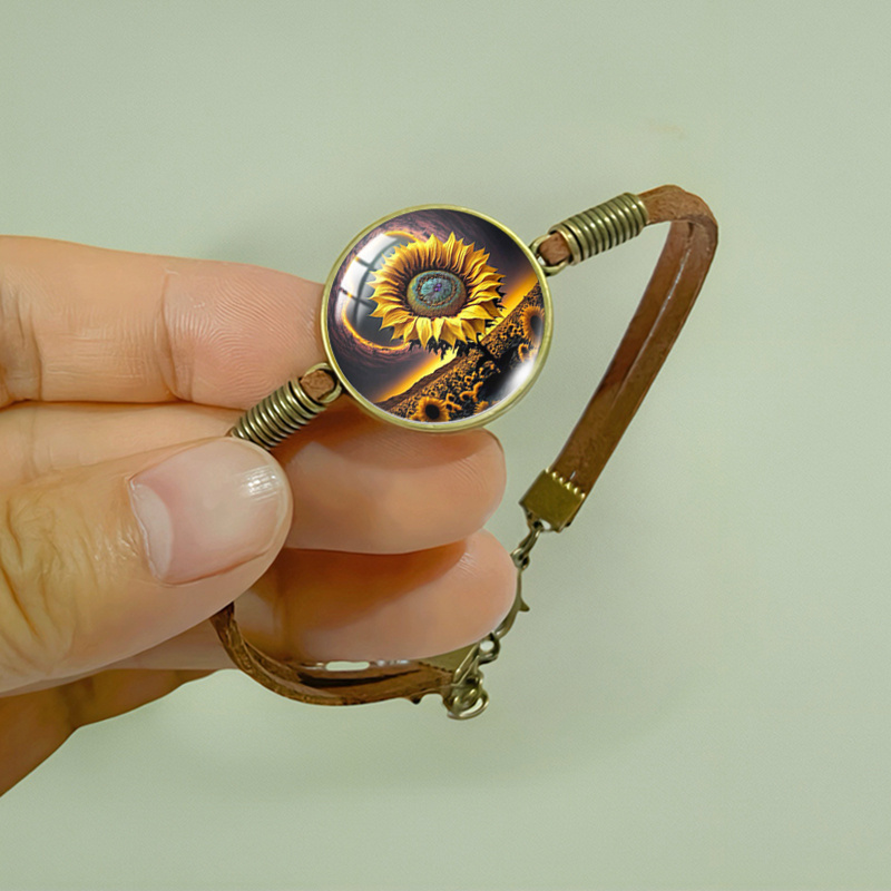Galaxy Sunflower Handmade Glass Bracelets for Men