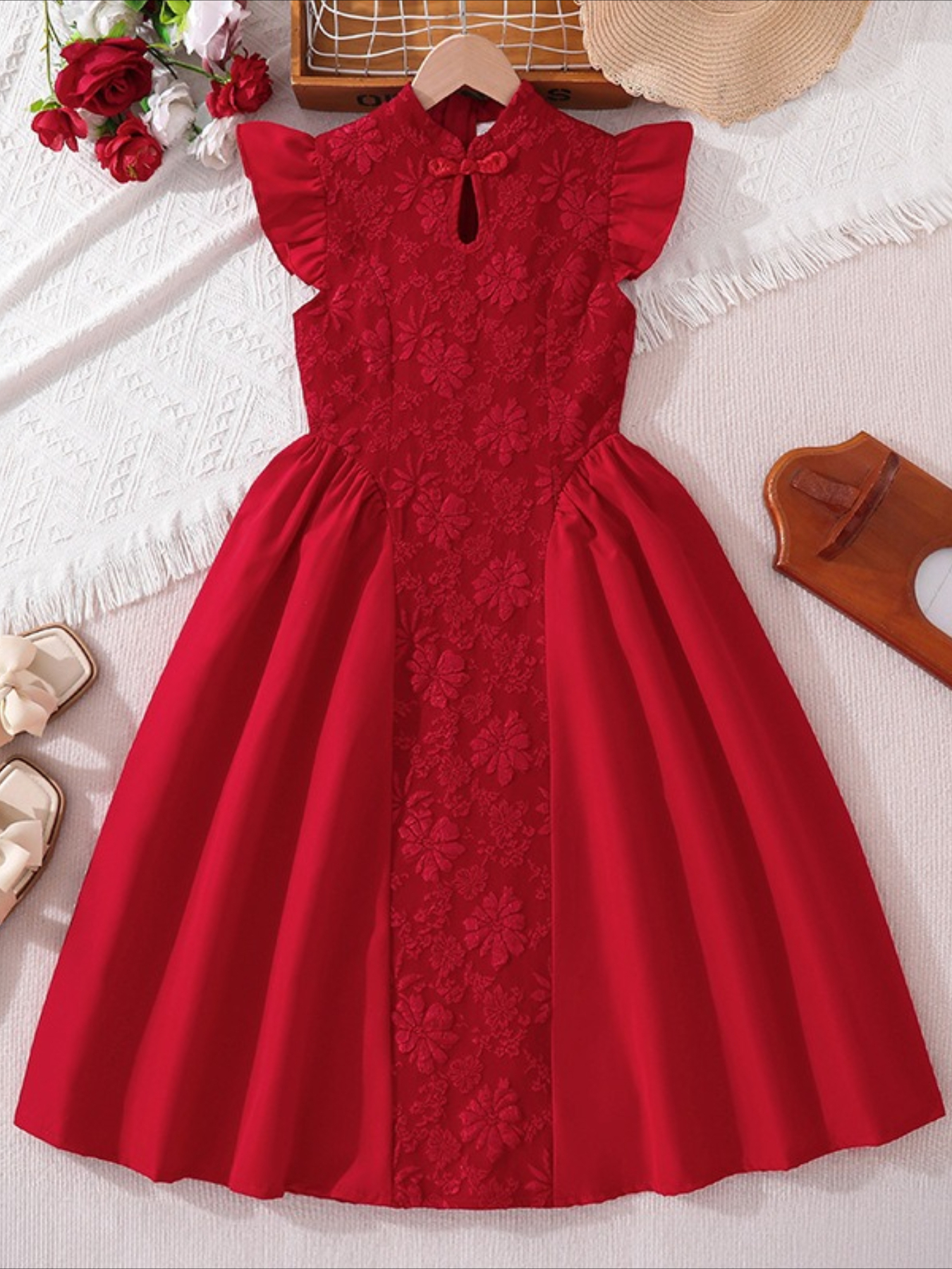 white christmas dresses Girls' Red Tank Pocket Twirl Dress Size: 6-12M by Mila & Rose