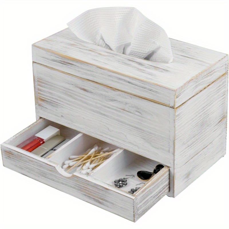 contemporary transparent acrylic tissue holder featuring a pull-out drawer, ideal for storing makeup, cosmetics, and bathroom accessories on your vanity countertop., round tissue box holder, tissue boxes for bathroom, small tissue box, bathroom tissue holder Product details 1