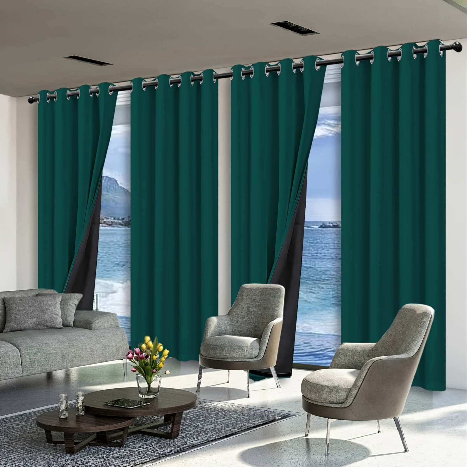 four panel window treatment for bedroom