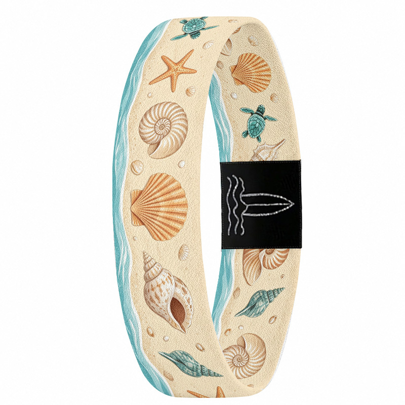 Ocean-Themed Polyester Elastic Wristband, Shell & Starfish Designs