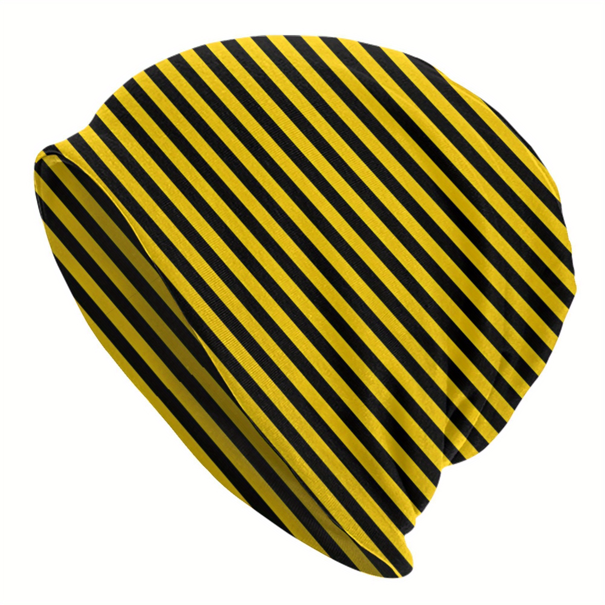 E-shop Schwarze und gelbe Streifen Herrenmode Neuerungen Hüte, Polyester Elastane Strick, Skullies Beanie, mit Bonnet