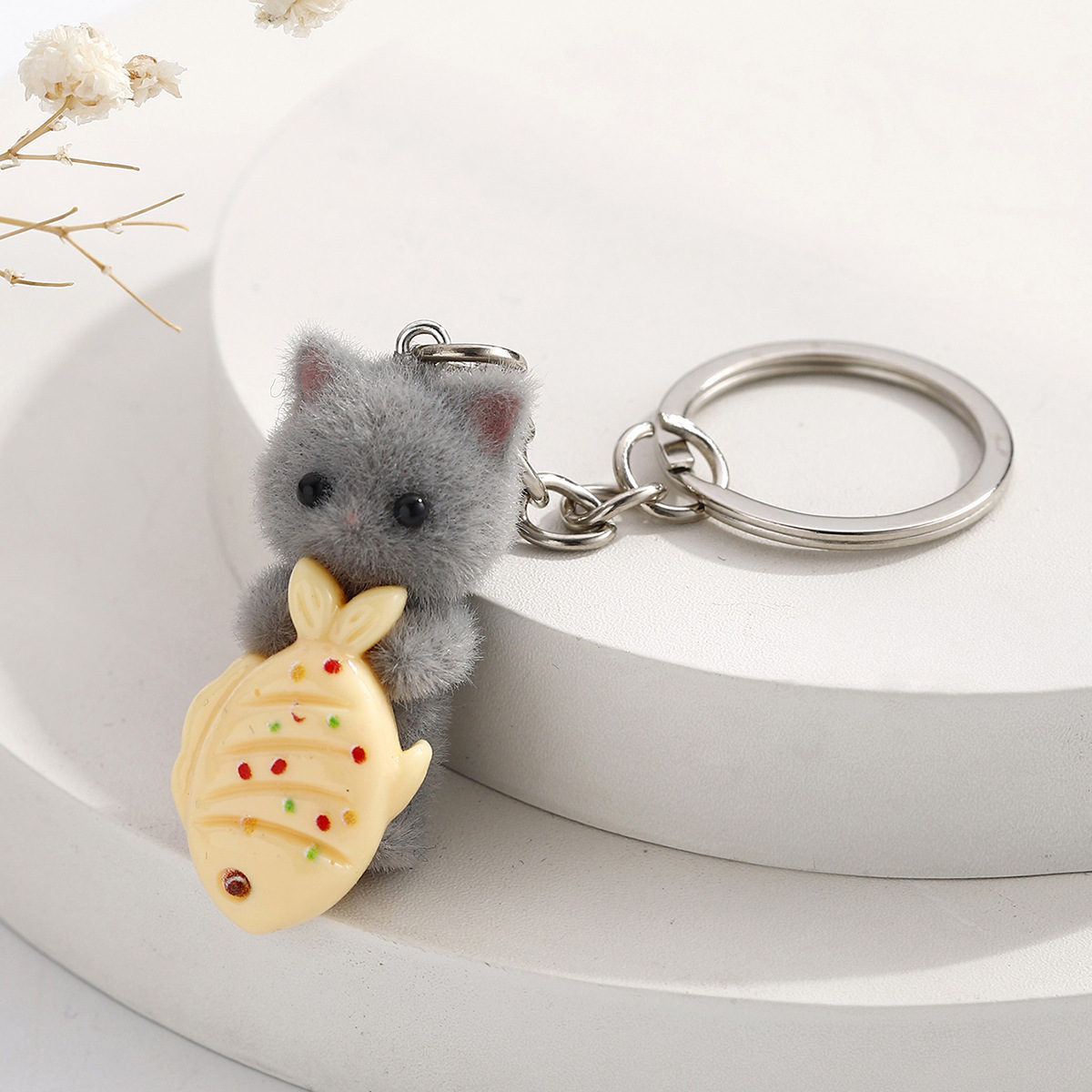 

1pc- Cat Keychain, Holding Decorative Pendant, Flocking Cat Key Pendant, Hanging, Decoration