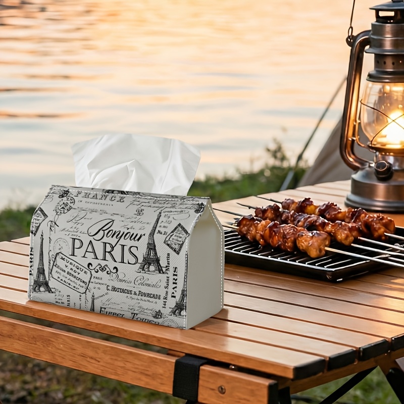 TEMU Vintage Paris Tissue Box - Paris, Featuring Tower, Decorating Living Room, Dining Room, Bedroom, Bathroom, Bar, Or Office, And An Elegant