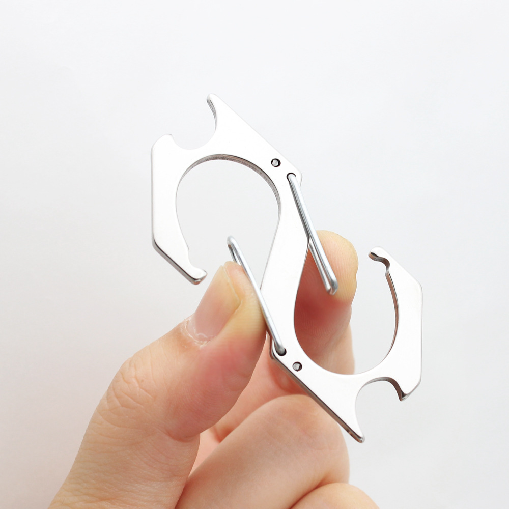 TEMU Keychain Made Of Stainless Steel, Featuring A Bottle Opener – Ideal For Outdoor Camping, Hiking, And Lightweight Equipment