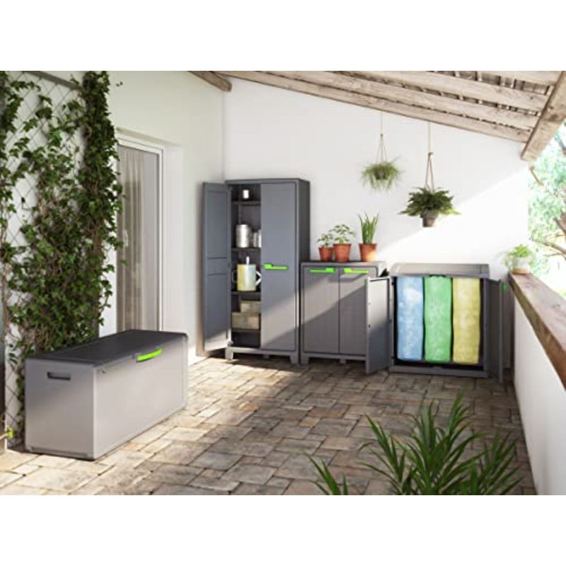 Moby Tall Cabinet - Tall Vertical with Lockable Doors & Adjustable Height, UV &, Multi-Color (Grey/ Handles), Space-Saving Suitable for Small Spaces,, Office, Dorm - Assembly Required (No)