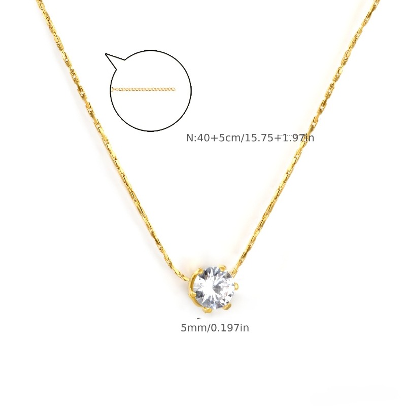 Women's Exquisite Six-Prong Round Zirconia Pendant Necklace