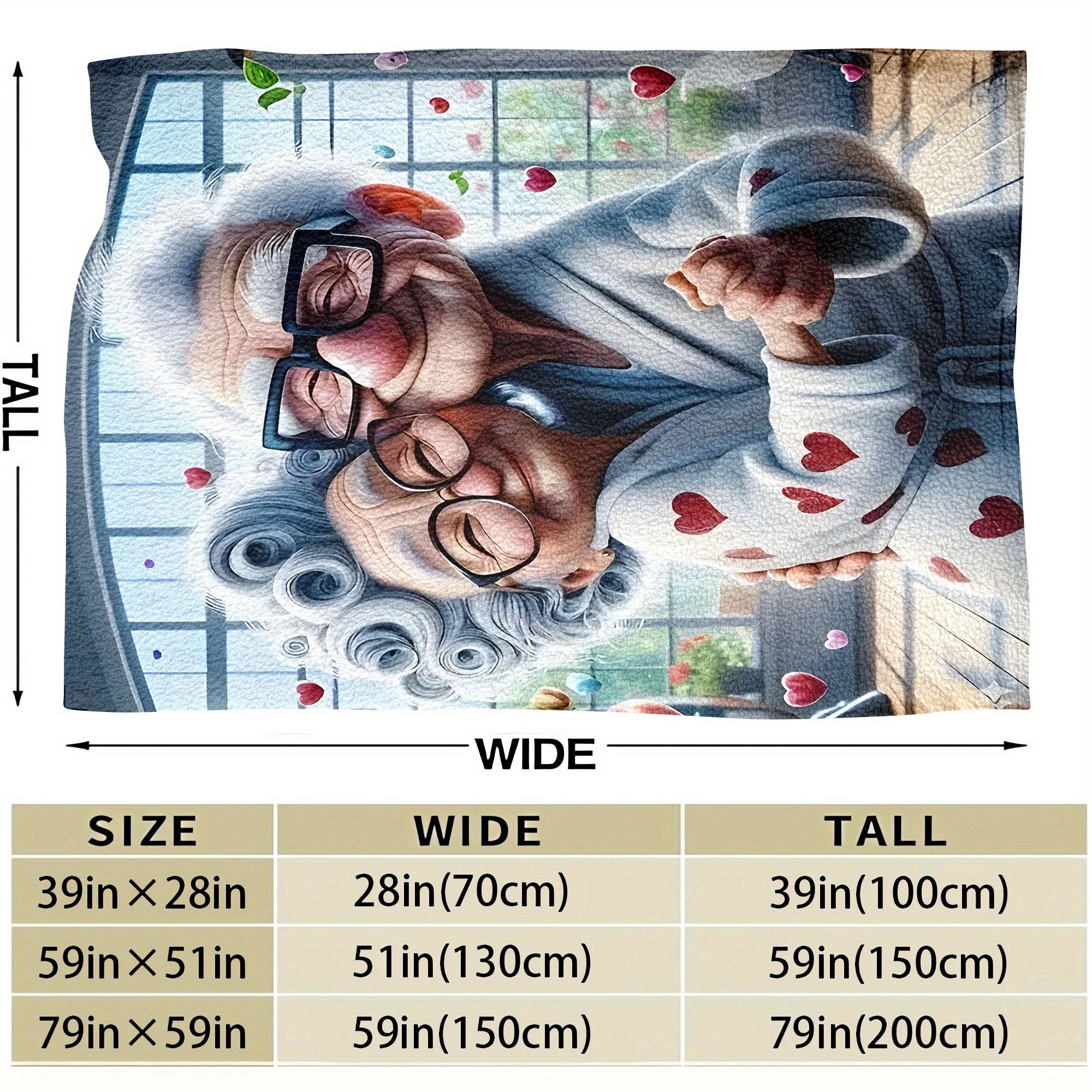 1pc cozy flannel fleece blanket with elderly dancing grandparents   warm   throw for sofa office bed camping travel multipurpose gift hypoallergenic machine washable     polyester 200 250gsm details 2