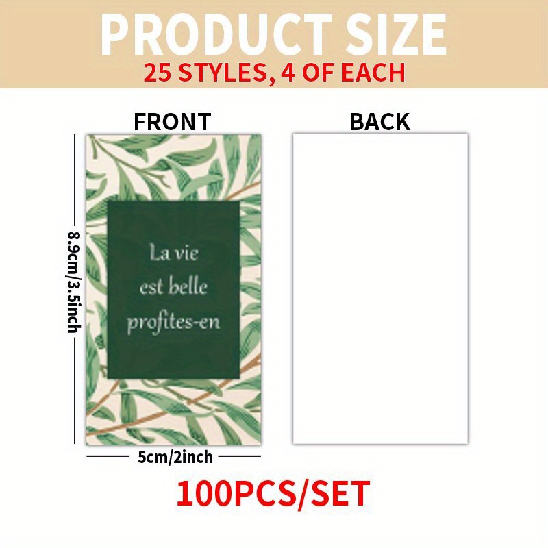 TEMU Lot de 100 Cartes - Cartes Citations Inspirantes Rétro pour Amis, Famille, à l'École, Fête des Mères et Pères, Cadeaux de Pâques