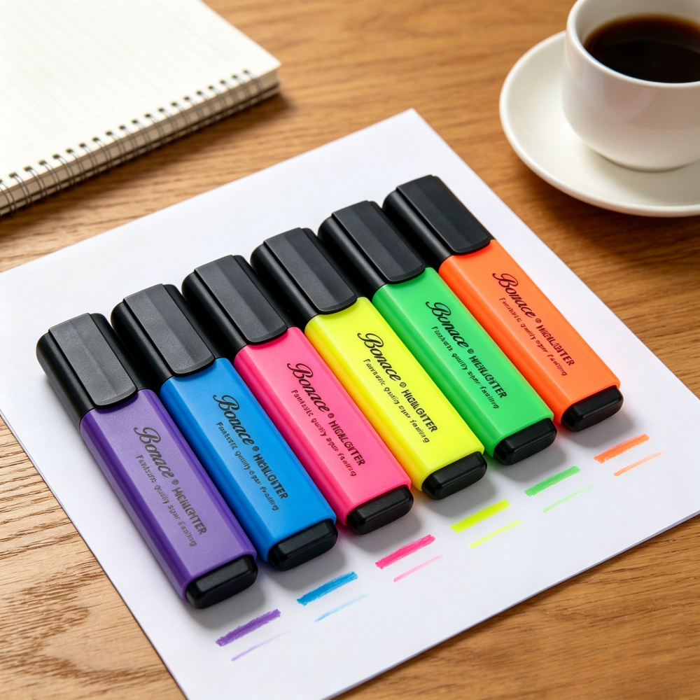 TEMU Set Regalo di Penne Evidenziatrici Colorate Brillanti da 6, Fluorescenti Ideali Come Regalo di Natale e Compleanno per Studenti, Insegnanti,