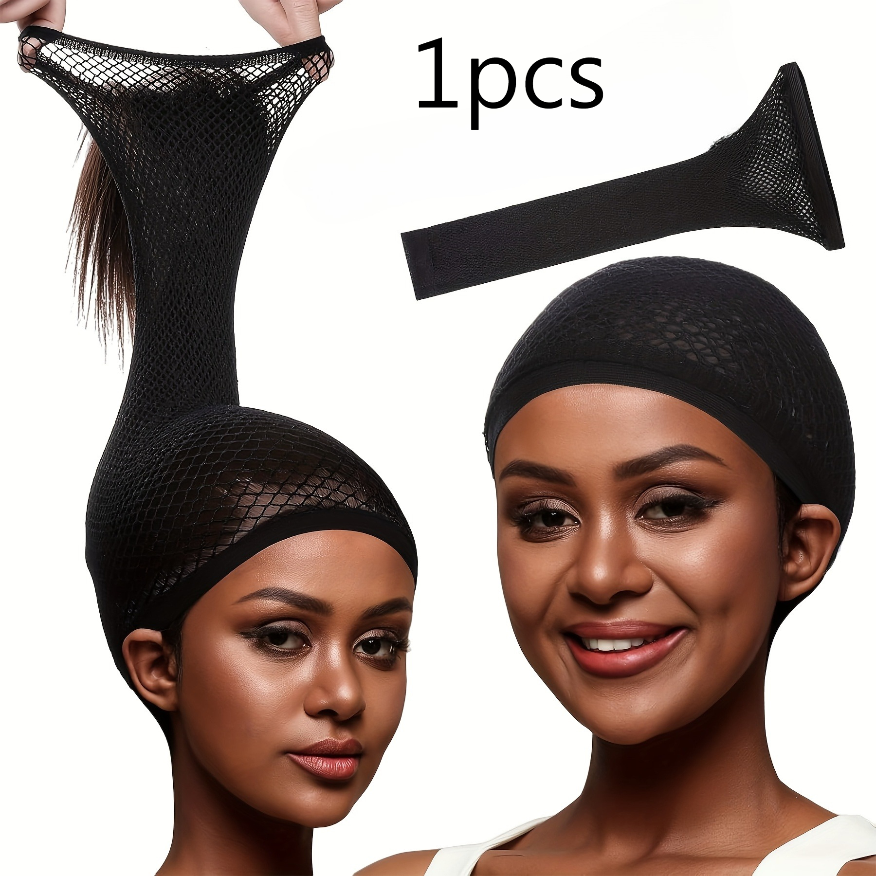 TEMU Bonnet à cheveux filet à queue de cheval ouvert CISILY avec étendue et bande élastique, convient aux queues de cheval hautes, bonnets à cheveux