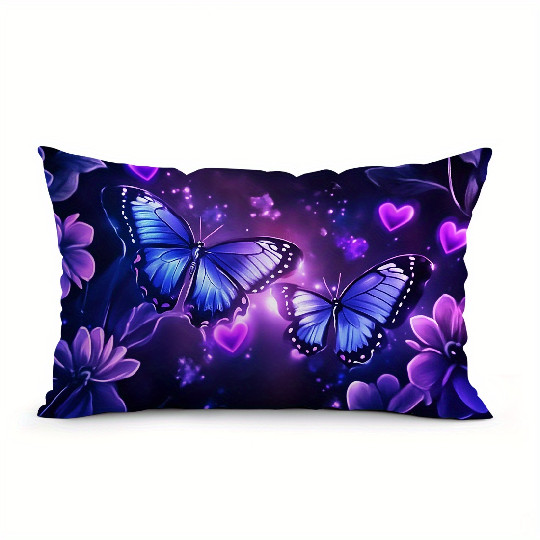 E-shop Kissenbezug für Sofakissen mit einseitigem lila Schmetterlingsdruck - Kissenbezug aus Pfirsichhaut-Samt 30*50cm