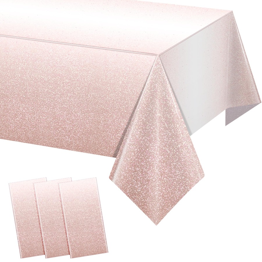 3-pack Ombre Plastic Tablecloths For Parties, Gradient Pastel Disposable Tablecloths For Rectangular Tables, Light Pink Purple Sprinkled Table Cover For Wedding Birthday Party, 54 X 72 Inches