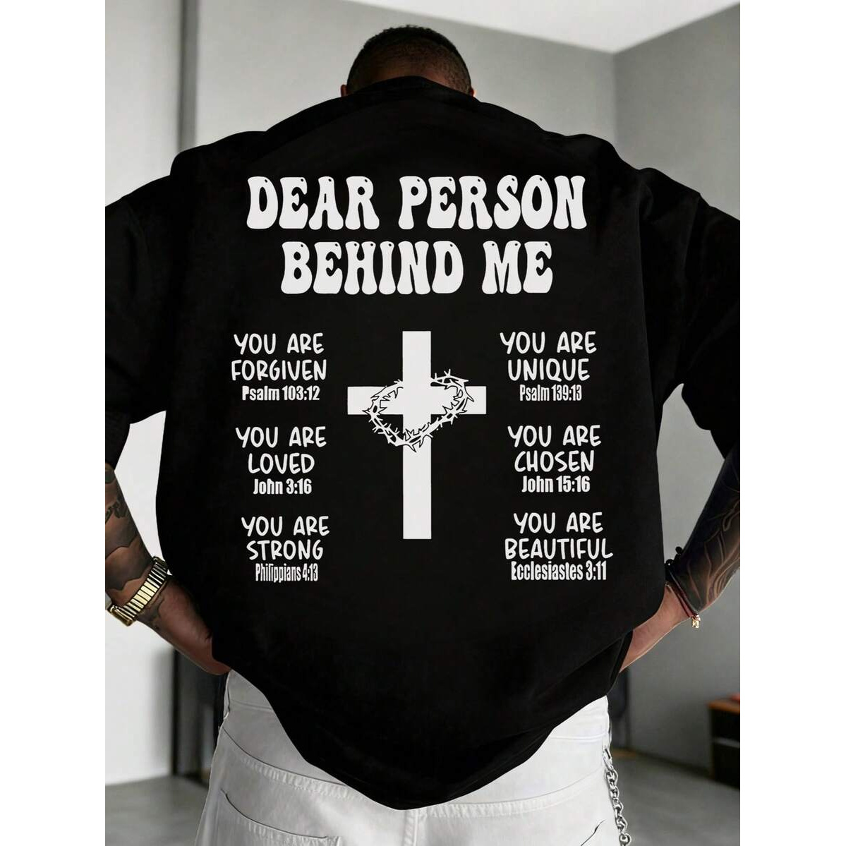 K-GLORY *'S Casual Multi-Functional Basic English * &amp; Cross Design Short Sleeve Tee image 4
