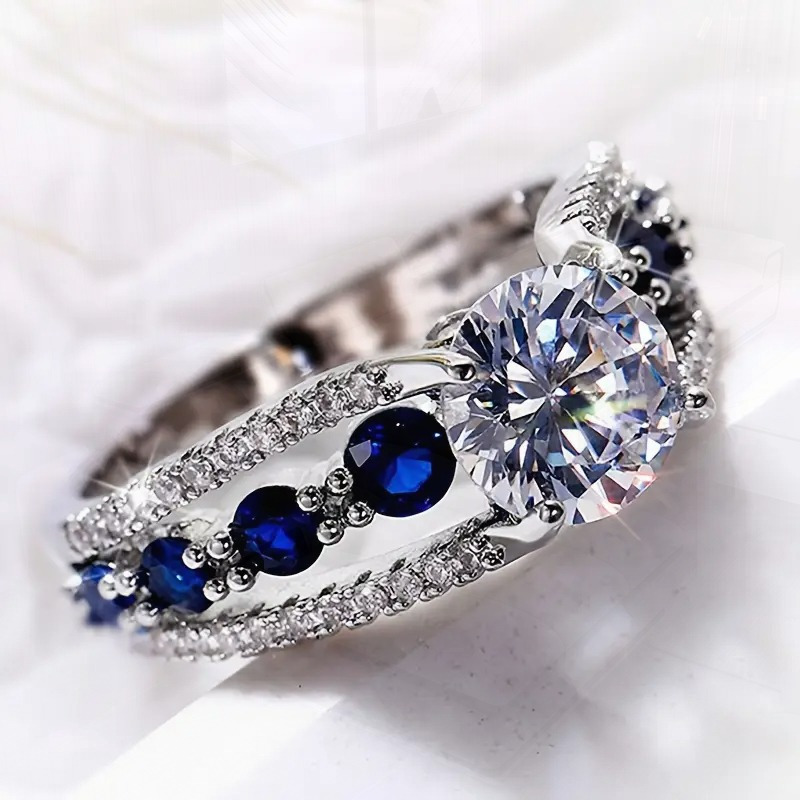 TEMU 2-carat Moissanite S925 Silver Fashionable Ring, A Must-have For Daily Wear And Parties