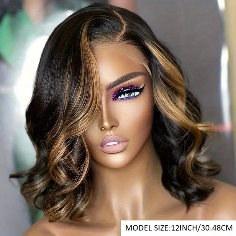 1B-30 Ombre Highlight Bob Wig Human Hair | 4x4 HD Lace Front | 200% Density Body Wave Short Wigs for | Pre-Plucked Natural Hairline | Elegant Ombre Colored Human Hair Wig, Fashion Accessory, Body Wave Texture, Full Luxurious Look