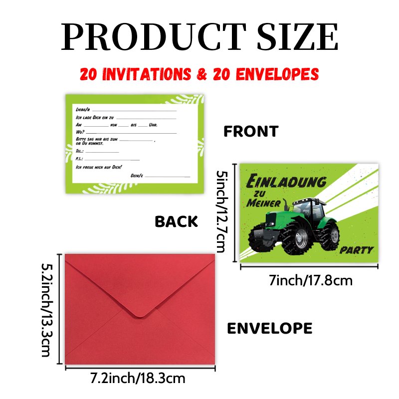TEMU (upgraded Thick Paper, High-quality Printing) Invitations Letter 20 Cards And 20 Envelopes, Double-sided Design, Ideal For Birthday, Graduation,