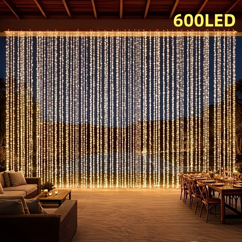 TEMU Guirlande Lumineuse de 600 LED, Rideaux de Fée, 236.22 X 118.11 Pouces, Décoratives d'Intérieur pour Fenêtres, Alimentation USB, Parfait pour