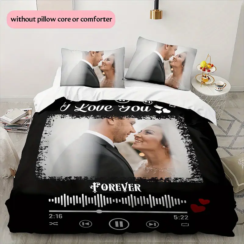 3d picture customization customize your personalized quilt cover couple valentines day wedding anniversary hd picture custom quilt cover bedroom christmas decoration decoration bedding christmas gift 1 duvet cover 2 pillowcase without core 1 Product details 2