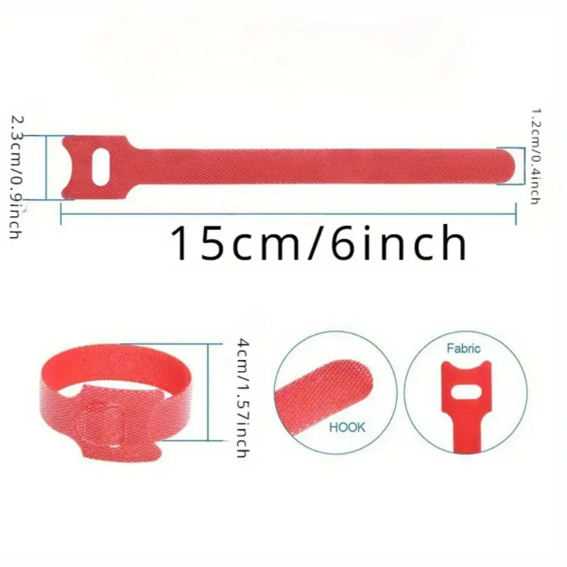 15pcs Multi-Color Nylon Hook & Loop Cable Ties