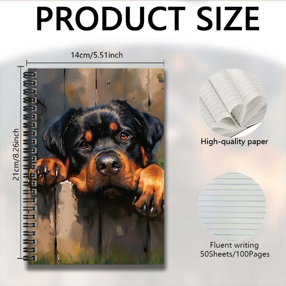 TEMU A Cute Rottweiler Pattern 2d Cover Spiral Notebook, , 60 Pages In Total. Exquisite Design, High-quality Paper, Smooth Writing. Suitable For