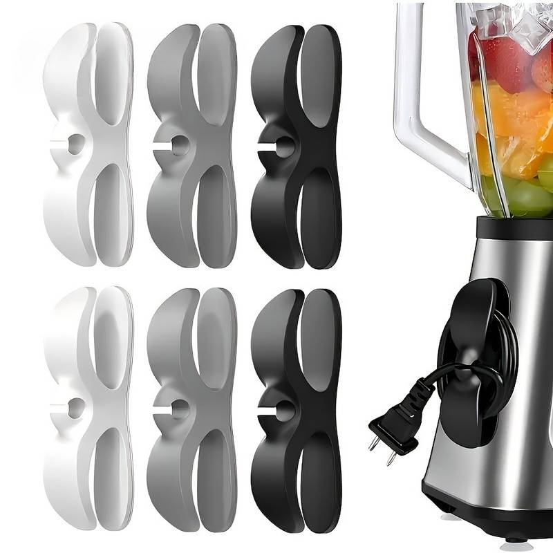 12pcs Heavy-Duty Kitchen Appliance Cord Organizer Set - Includes Clips And Strong Adhesive Backing; Black And White Non-Slip Cable Holders for Countertops; Suitable for Mixers, Coffee Makers, Microwaves, Ovens, And Air Fryers