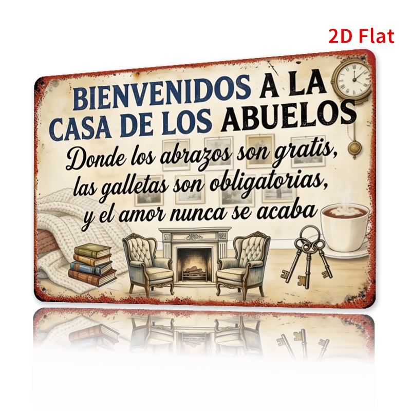 TEMU 2D, [Placa 2D] Letrero de metal de "Bienvenidos ", 1 pieza - Uso en interiores/exteriores, resistente a , regalo , adecuado para hogar, bar,