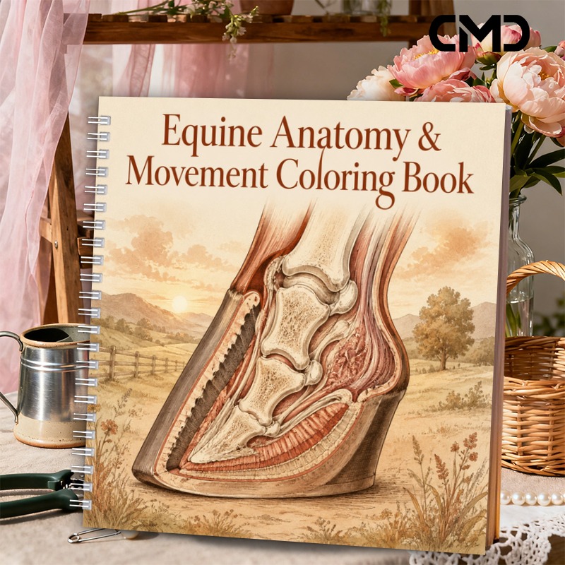 TEMU 1pc 20×20cm 24-page Single-sided Printed Spiral Bound, And Adult Coloring Book For Women, Equine Anatomy & Movement Coloring Pages With Scenes