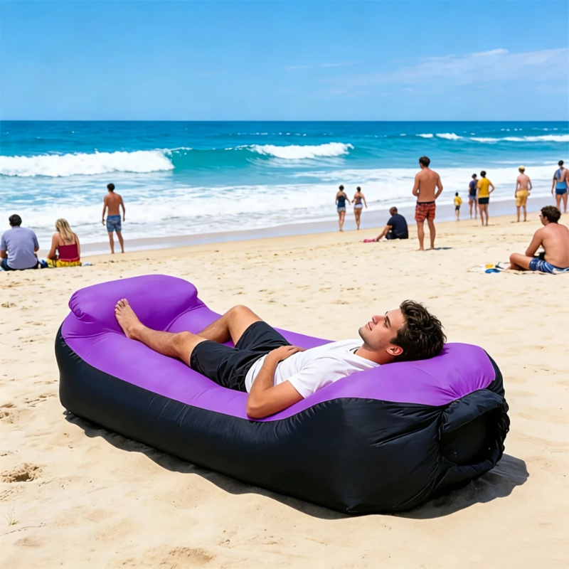TEMU Canapé-lit matelas pneumatique double, style influenceur, matelas pneumatique portable pour camping air, festivals de musique et -, taille