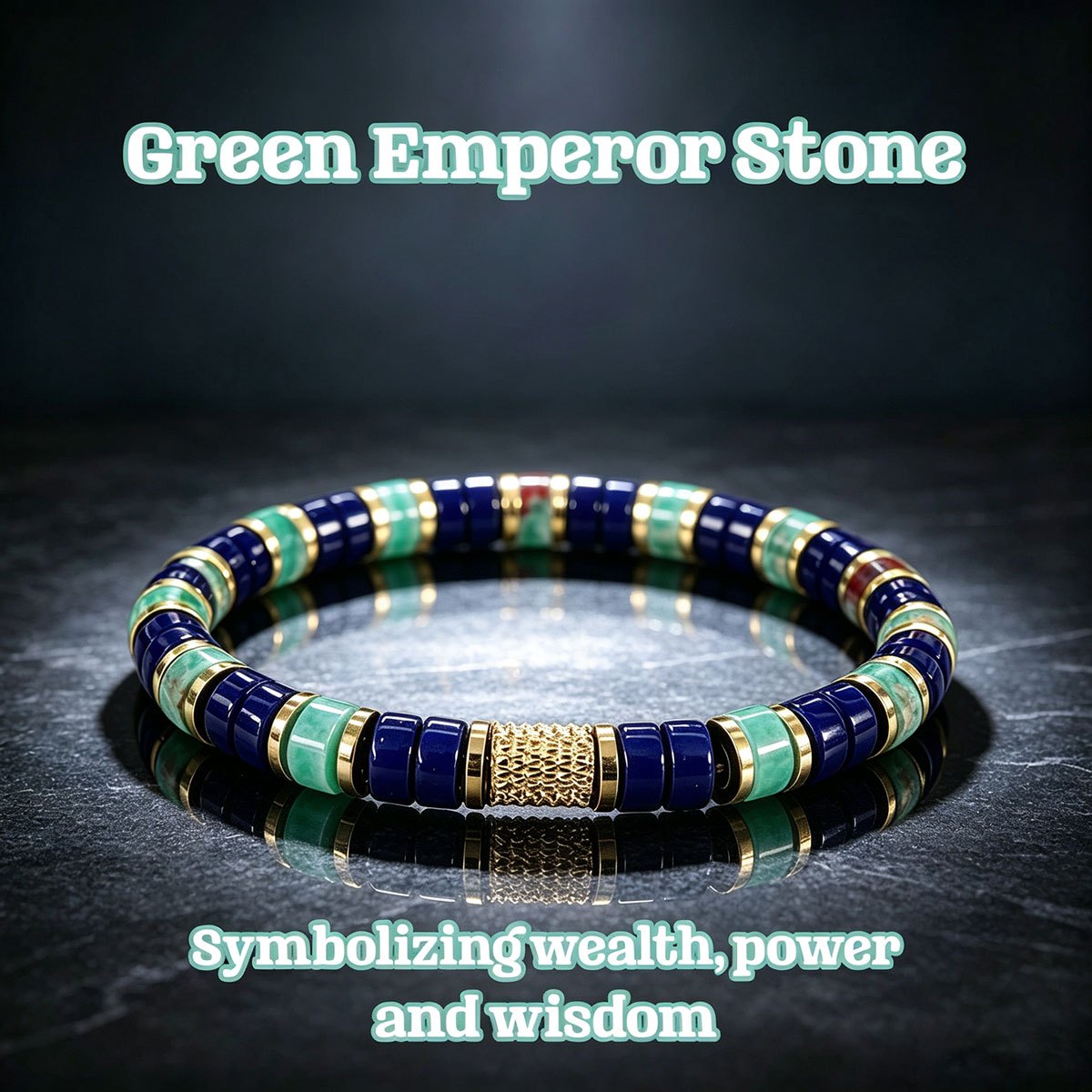 TEMU Bracelet SQNUTQ en d' verte naturelle pour hommes et femmes - Perles de comprimé de 6 mm, style rétro, convient cadeau de bijou pour , , la