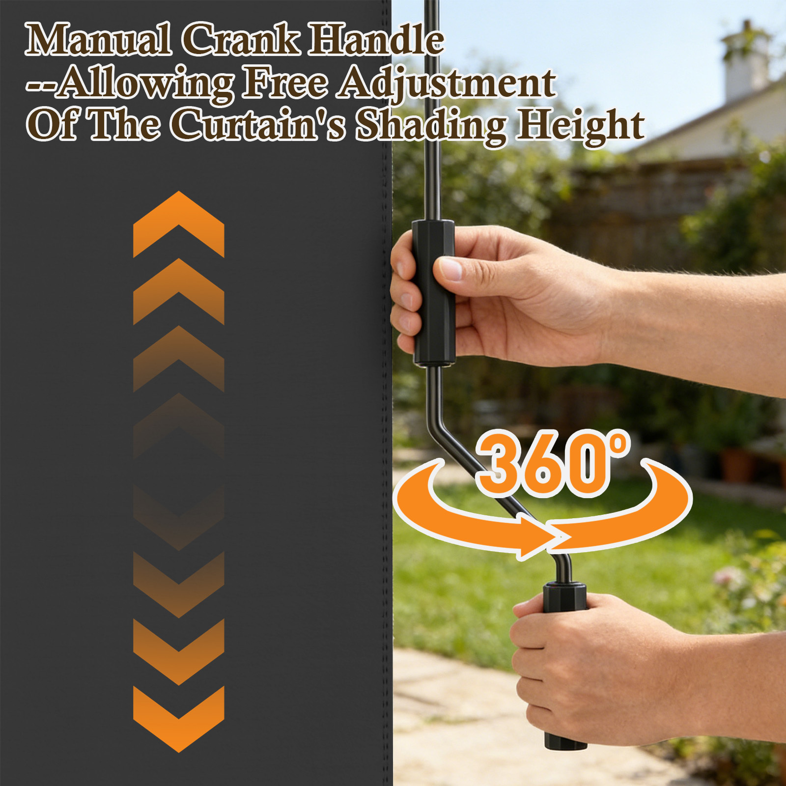Vertical Awning With Hand Crank And Cassette Privacy Sun Protection Wind Protection For Balcony Terrace And Garden Outdoor