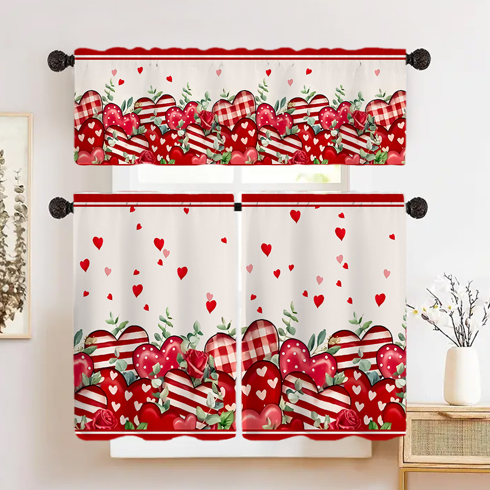 

1pc/1pair Valentine's Day Heart Patterned Blackout Curtains, Style Woven Polyester Drapes, Rod , Hand Washable, With /m² Material For Living Room, Bedroom, Kitchen, Bathroom, Party Decor